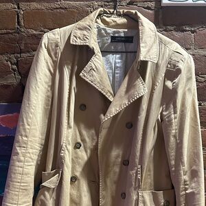 Zara Tan Double-Breasted Coat